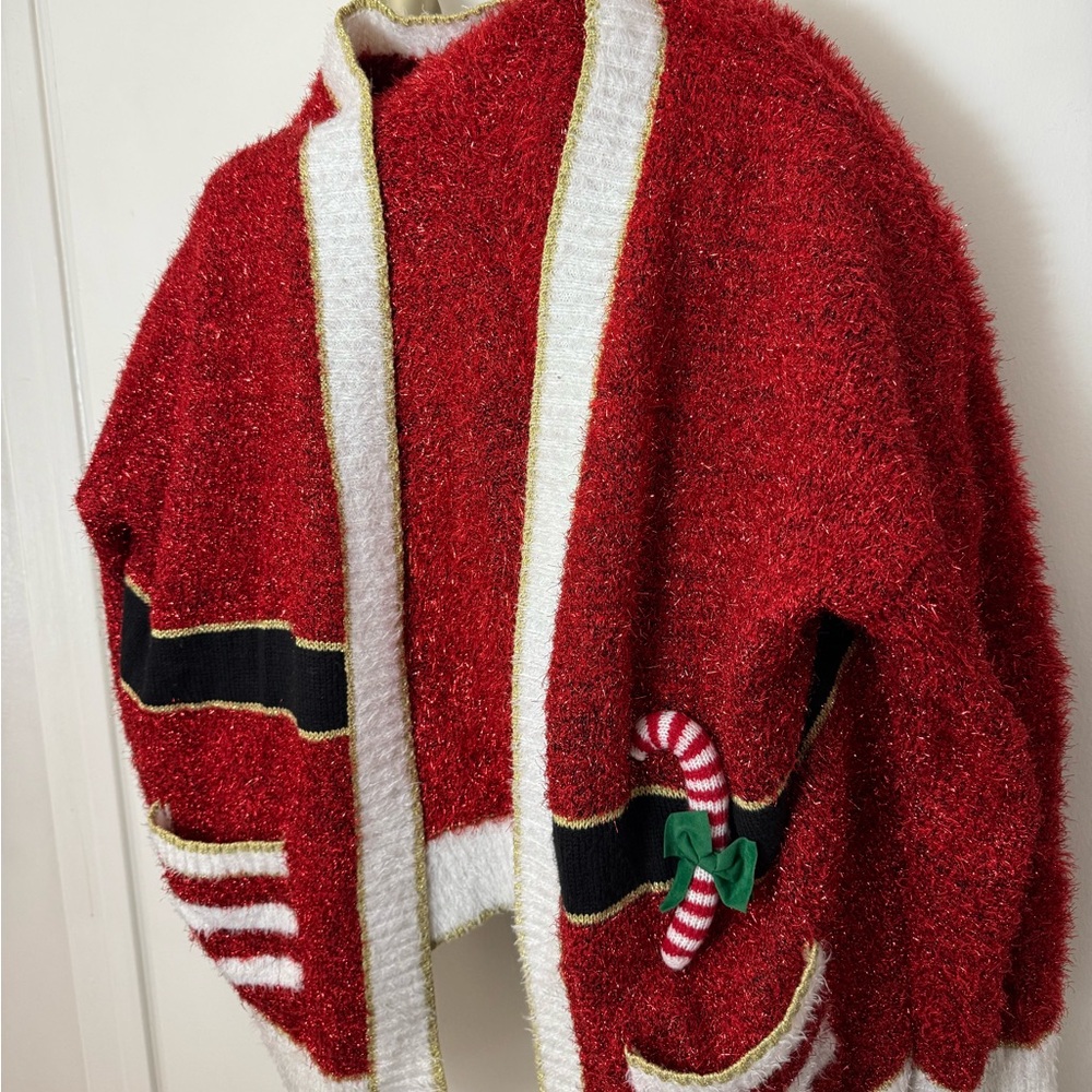 Kohl's Red and White Festive Cardigan